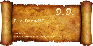 Dux Dezső névjegykártya